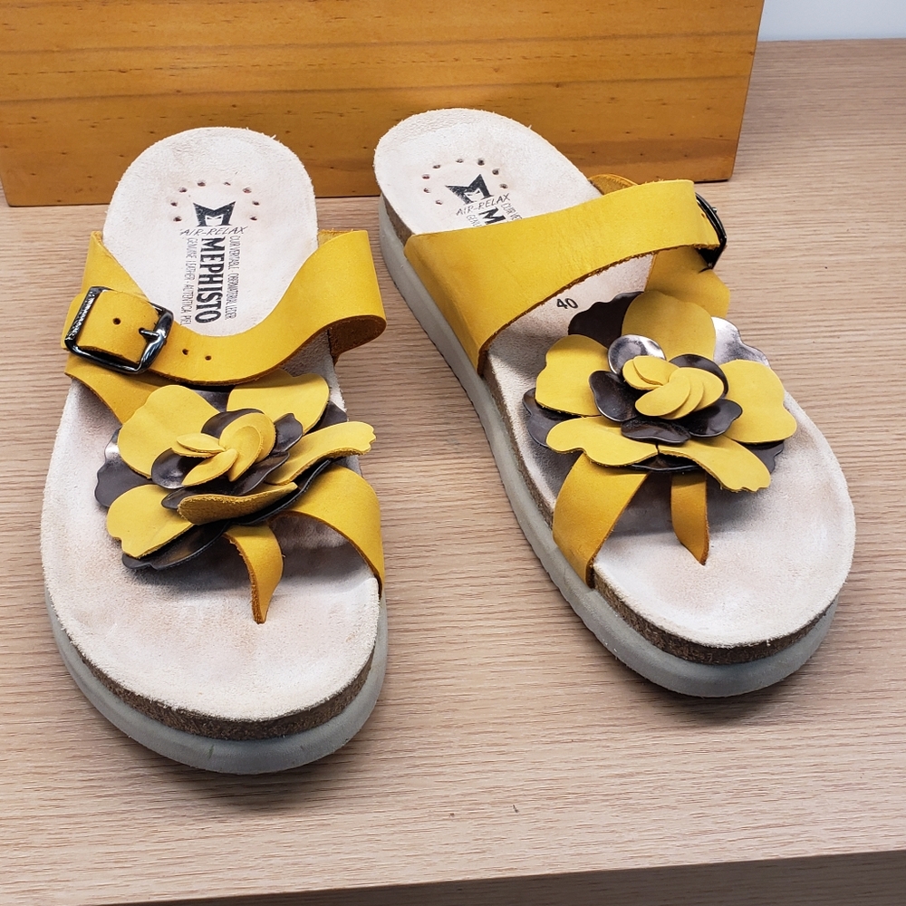 Mephisto Yellow Floral Sandals